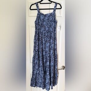 Old Navy Blue Sunflower Maxi Sun Dress Medium NWT